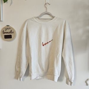 Bespoke Embroidered White Nike Crewneck Sweater